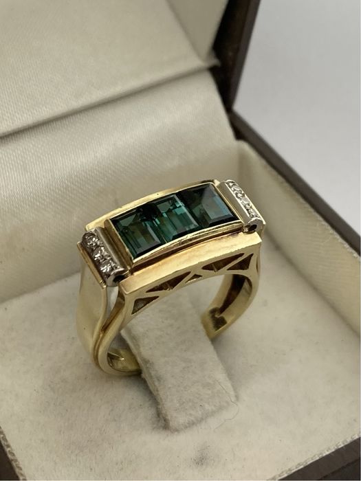 Inel aur cu turmaline si diamante