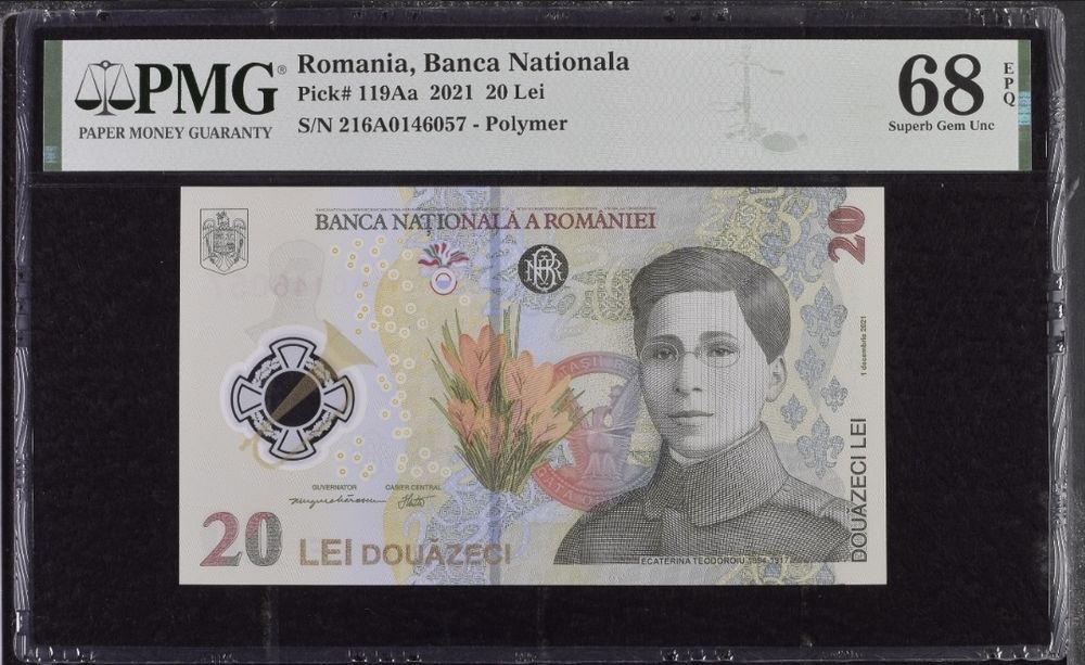 Bancnota gradata PMG 20 lei 2021&2023 Ecaterina Teodoroiu