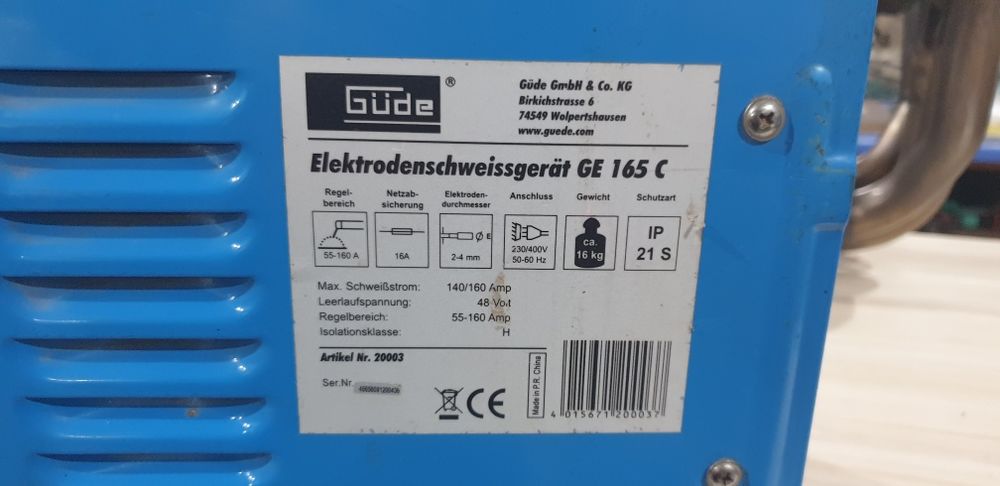 Заваръчен апарат/Електрожен Gude GE165C