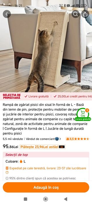 Pat de zgâriat pentru pisici
