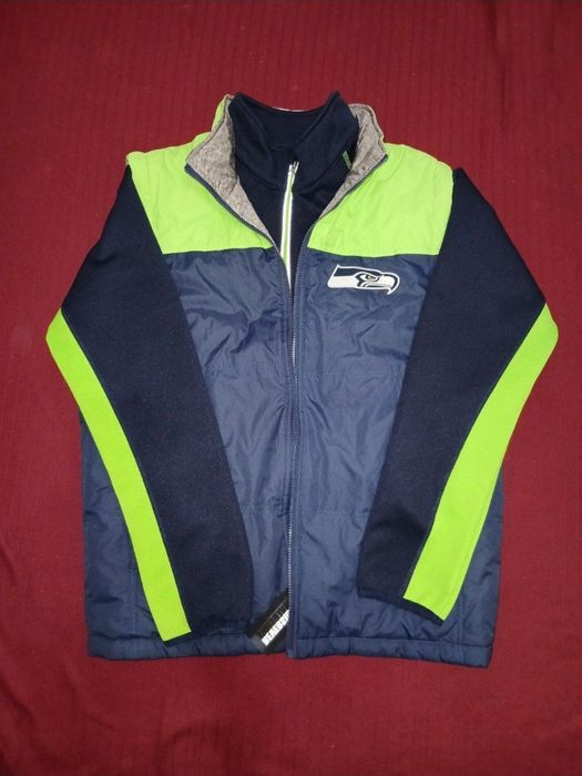 Из США комплект, кофта и двухстороняя желетка,бренда Seattle Seahawks!