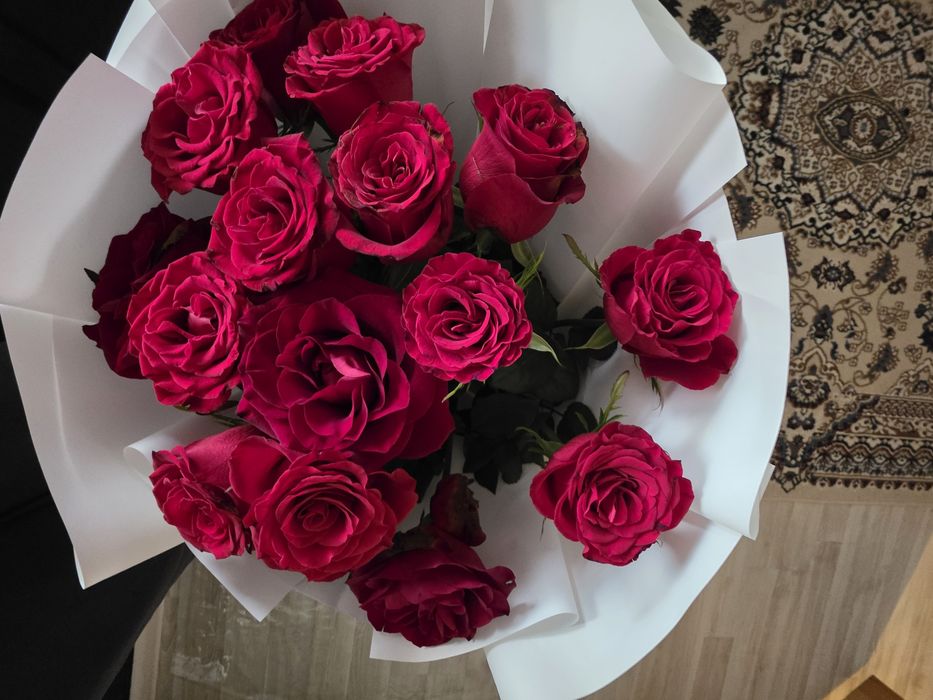 15штук красных роз