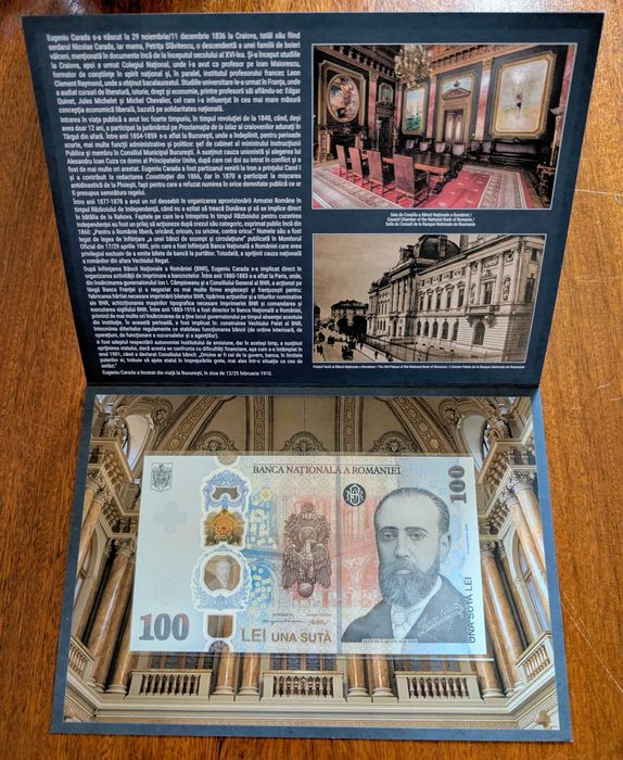 Bancnota numismatica comemorativa BNR 100 lei Eugeniu Carada