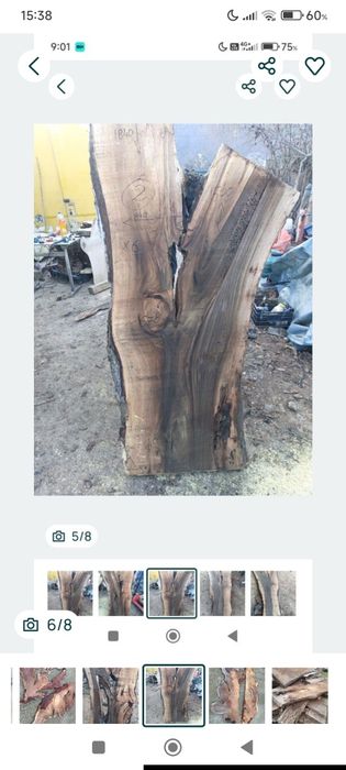 Lemn nuc, stejar, paltin, ulm, dud, cireș  pentru blaturi rășină epoxidică