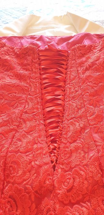 Официална дамска рокля в червен цвят+болеро