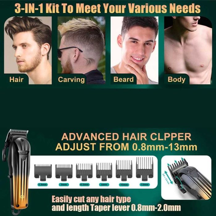 Нов VGR V-644 Професионален комплект за подстригване 3 в 1 + гребени
