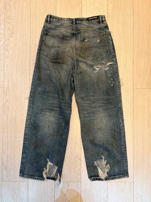 Balenciaga SS23 Mud Oil Spilled Denim Baggy Jeans