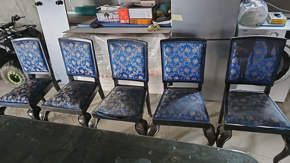 Set sufragerie vintage stil baroc – bufete, masă cu geam și 6 scaune