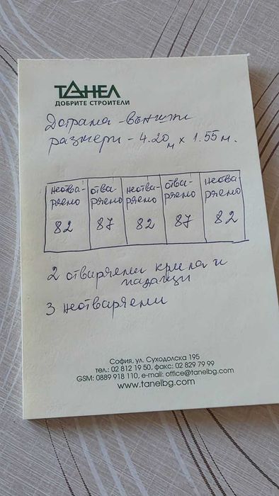 ПВЦ Дограма 4.2м на 1.55м