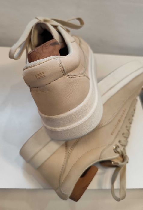 Pantofi sport casual 39 premium Tommy Hilfiger NOI piele naturala nappa ecru