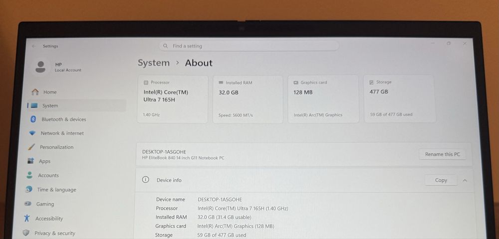 HP Elitebook 840 G11 - Ultra 7 165H 32GB ram 512GB ssd  ! GARANTIE !