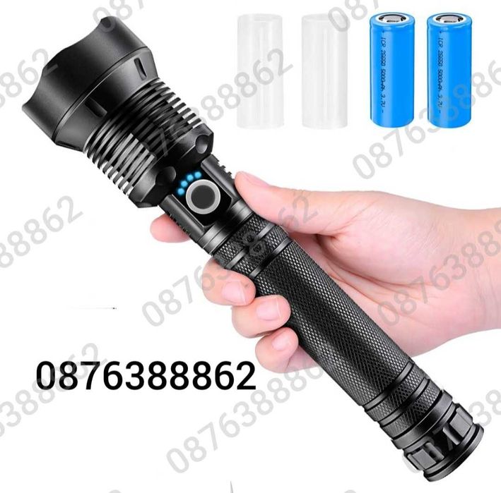 ПРОМО! Мощен Лед фенер 900000W POLICE 24см, Зуум, Водоустойчив