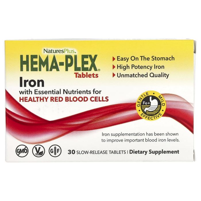 NaturesPlus, Hema-Plex, железо, 30 таблеток.