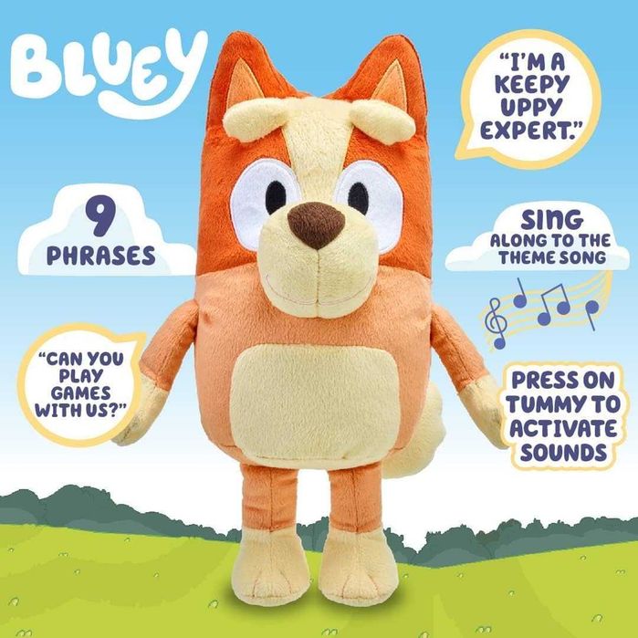 Плюшена играчка със звуци Bluey Bingo Бинго Блуи 30см