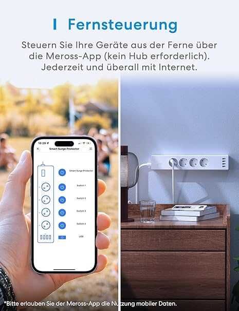 Meross интелигентен разклонител с USB, съвместим с HomeKit, Alexa и др
