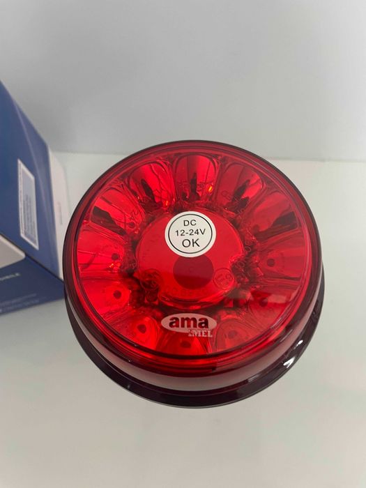 Girofar LED rosu 12-24V baza flexibila pentru stalp IMEL ITALIA