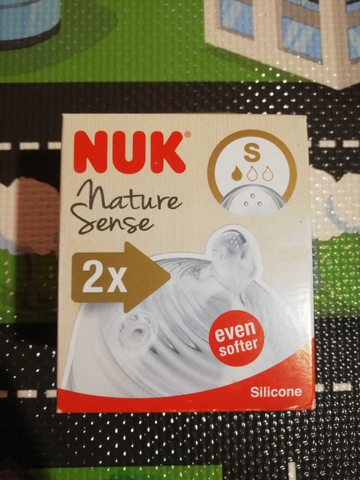 Стъклено шише Nuk Nature sense- 120 мл + нови биберони S