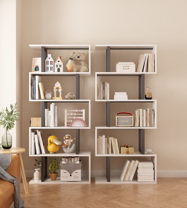 Стеллаж «Лабиринт» Белый/ ореховый