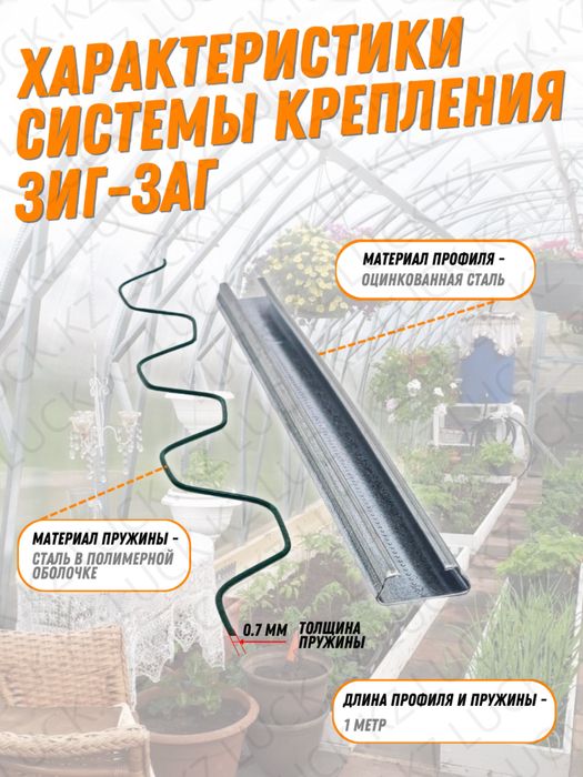 Зажим зиг-заг для тепличной пленки