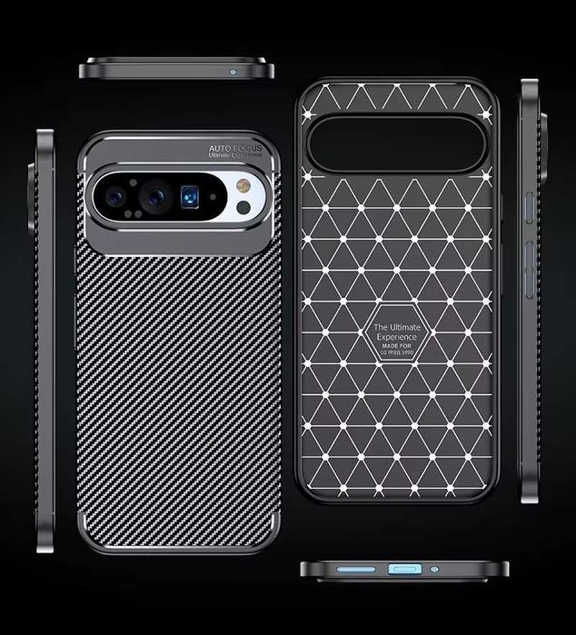 Google Pixel 9 / 9 Pro / 9A / 9 Pro XL -Удароустойчив Кейс Гръб CARBON
