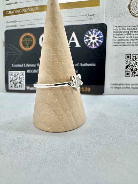 Сребърен пръстен с мойсанит (Диамант) 0.3 карата