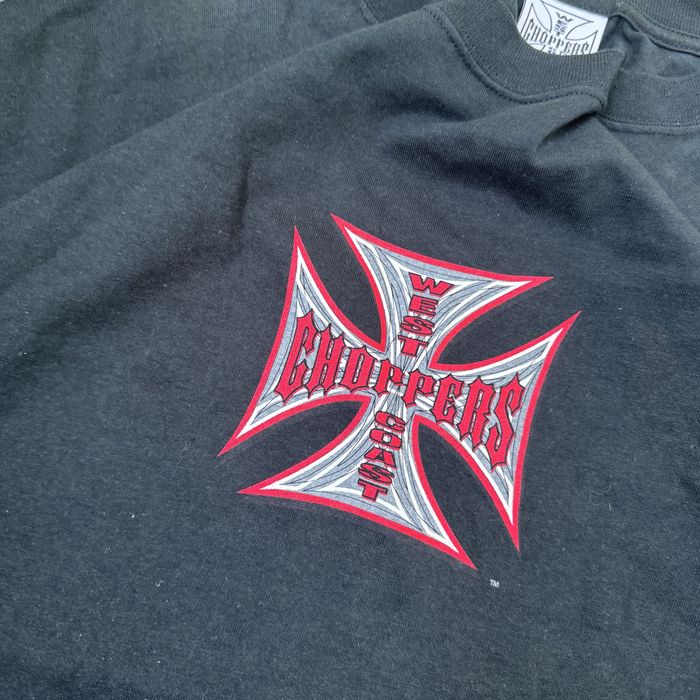 Tricou  vintage West Coast Choppers Long Beach CA Negru XL Y2K Biker Cross Graphic