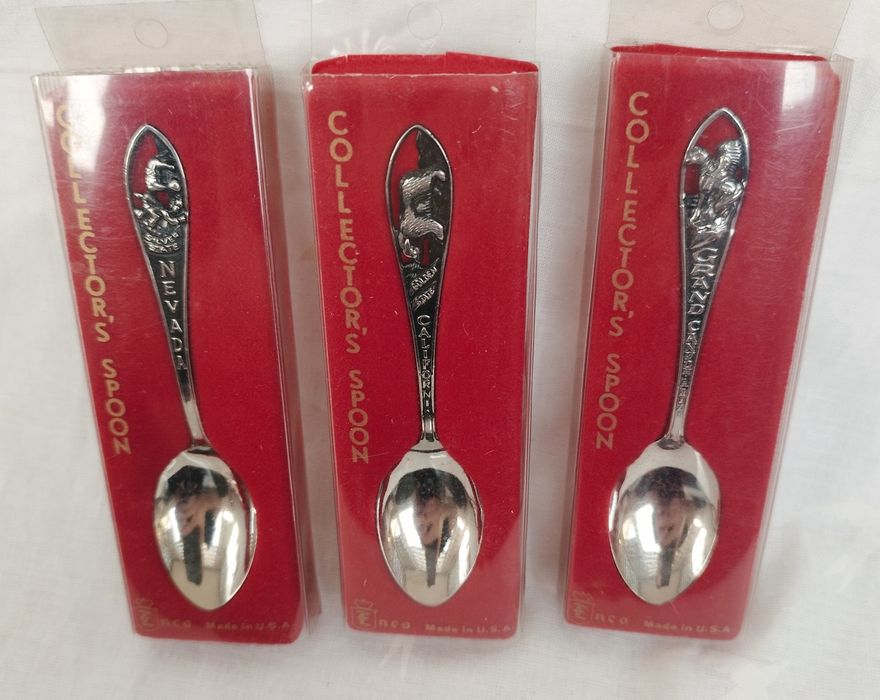 Pachet 3 lingurițe placate cu argint, pt colecționari din SUA  an 1995