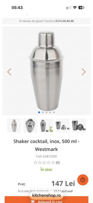 Shaker cocktail, inox, 500 ml - Westmark