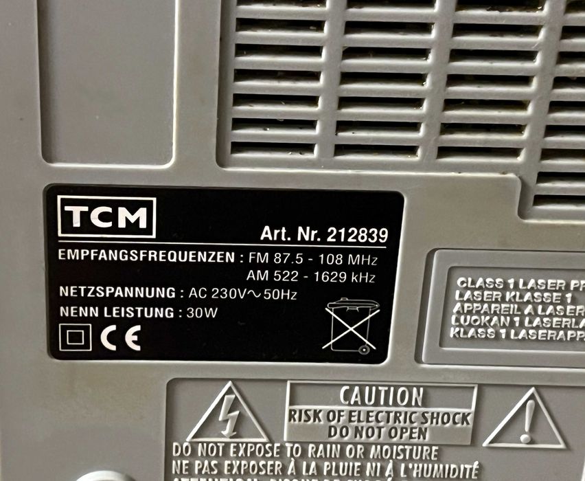 Sistem audio TCM 212839 CD radio FM AM boxe lemn functional