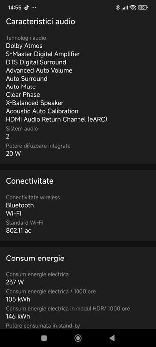 Soni Bravia 4K, 164 diagonală