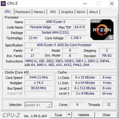 Процесор AMD Ryzen 5 1600 AF (6-ядрен, 12-нишков, 3.6 GHz,16MB L3 кеш)