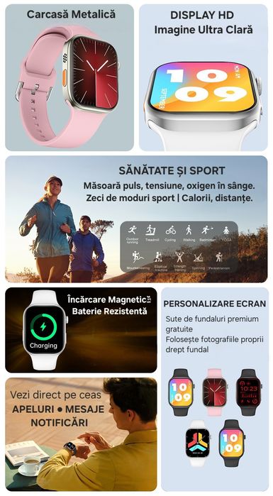 Smartwatch Premium Toate Funcțiile. Apel/Mesaje/Notif. Diferite culori