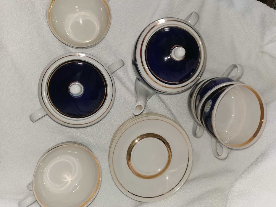 Синий сервиз с позолотой СССР