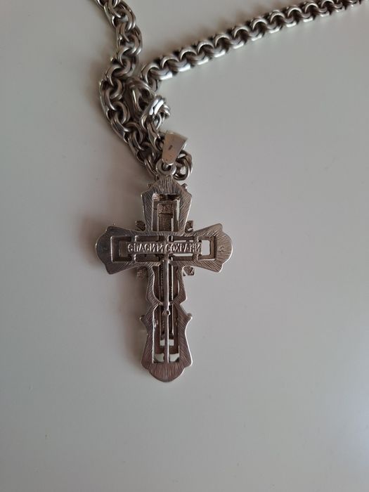 Цепочка крест подвеска серебро