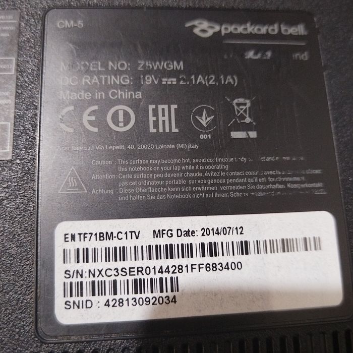 Продам ультрабук packard bell.