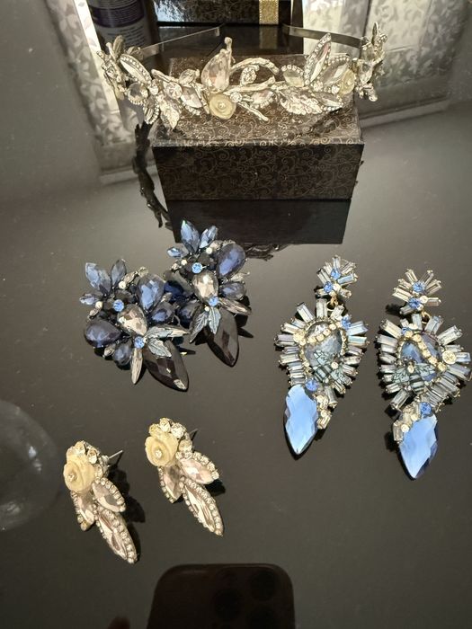 Ръчно изработени обеци и диадема