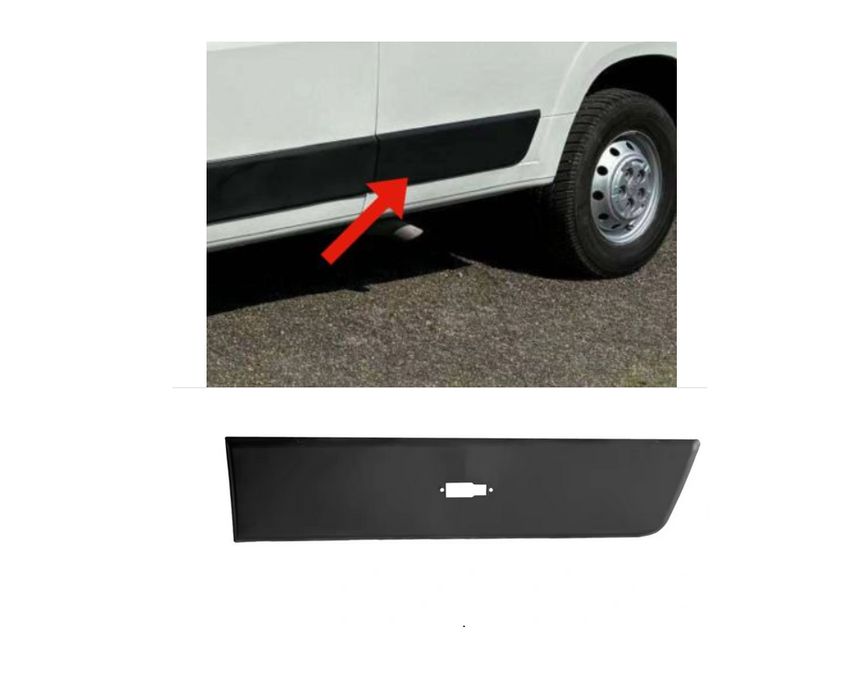 Bandou aripa spate Citroen Jumper (250), 09.2006-08.2014; Fiat Ducato (250), 09.2006-08.2014; Peugeot Boxer (250), 09.2006-08.2014, partea stanga/dreapta, gri inchis; cu gaura lampa; in fata rotii; lungime 810, inaltime 190 mm