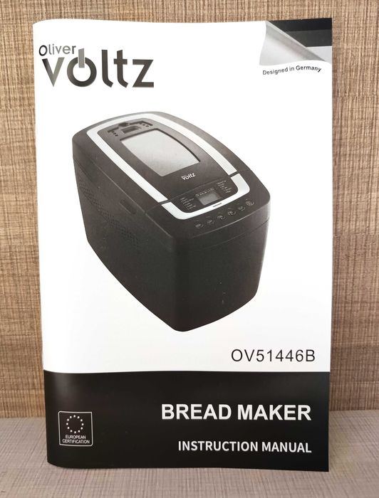 Хлебопекарна Oliver Voltz OV51446B, нова, 800W, 12 програми, LCD дисплей, Таймер, Черна