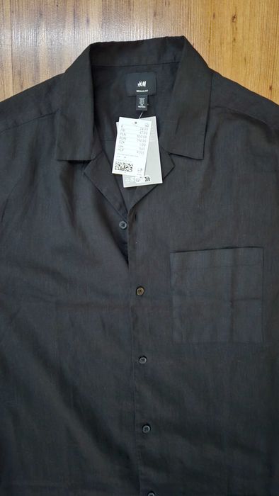 Мъжка риза с къс ръкав H&M черна
