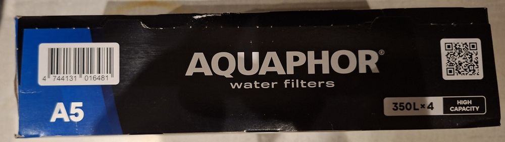 Комплектът сменяеми филтри за вода Aquaphor A5 (4 броя в опаковка) е с общ капацитет до 350 литра на патрон за ефективно пречистване на чешмяна вода