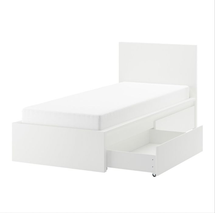 Pat Malm cu dimensiunile de 90x200, cu 2 sertare, saltea wellpur F85