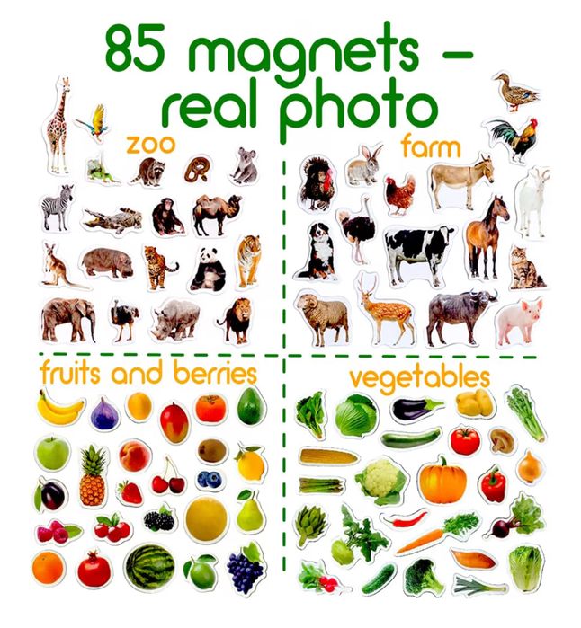 Магнити за деца с животни плодове и зеленчуци