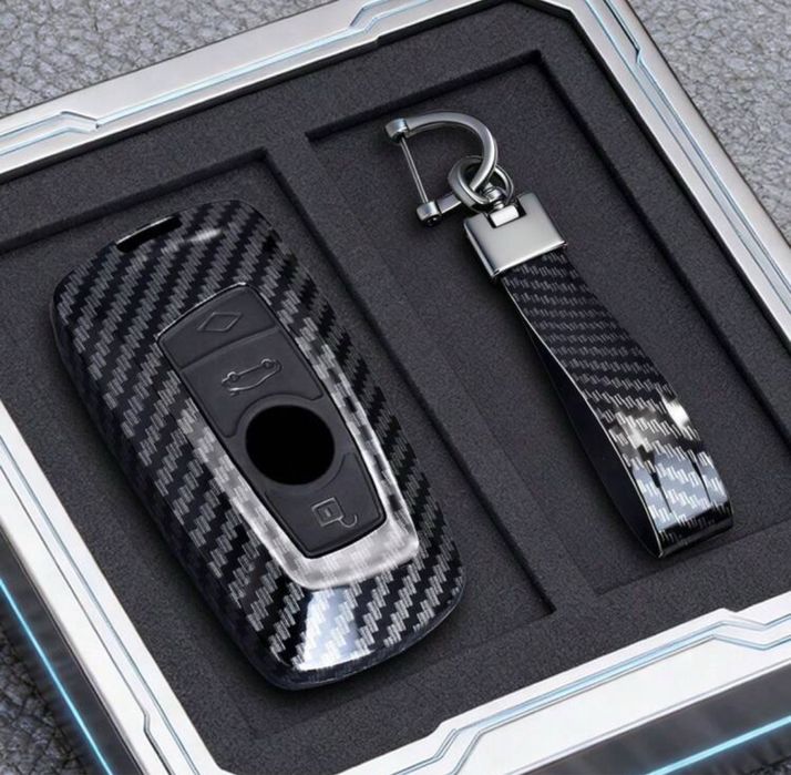 Husă cheie auto din fibră de carbon ABS, pentru BMW Seria 1, 3, 5, 7, X1, X3, X4, X5, F10, F15, F16, F20, F30, F18, F25