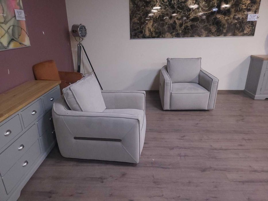 Светло сиви столове от плат 2 броя с фунция - въртене