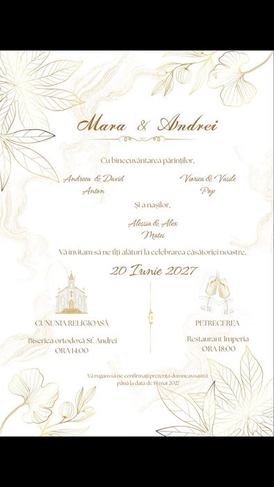 Invitatie digitala animata pentru nunta | RSVP + Google Maps