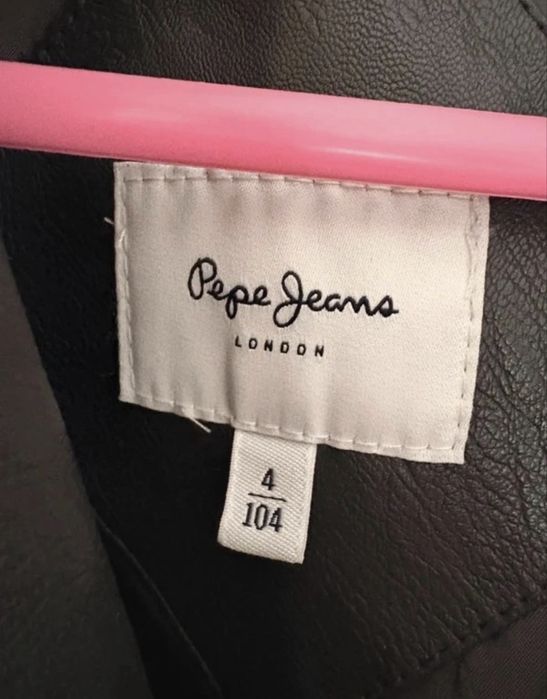 Pepe Jeans London, Jacheta biker de piele ecologica Allure, Negru, 104 cm