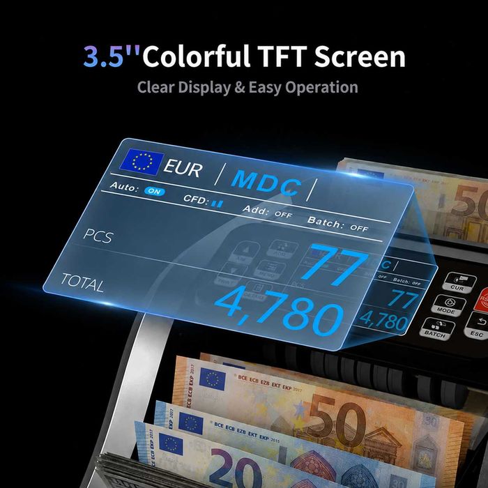 ЕЦБ тествана професионална банкнотоброячна машина AL-N60D CIS Dual Display EUR USD   и др .