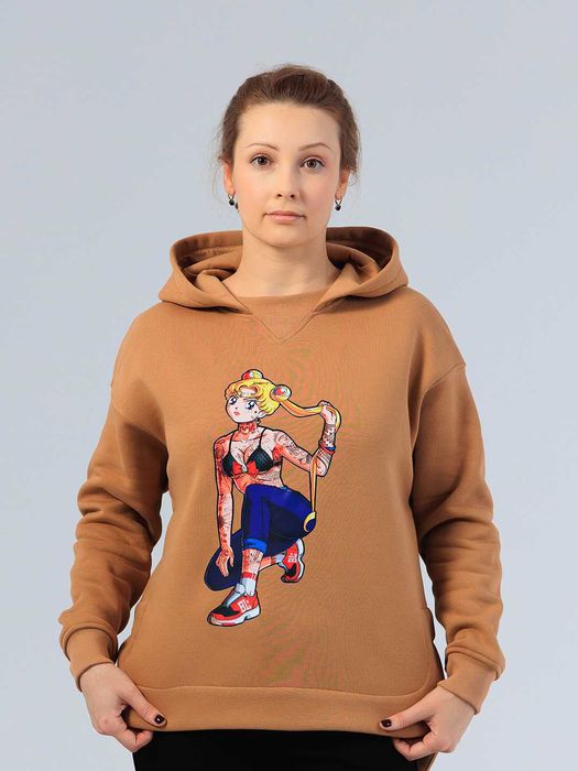 Продается женское худи с начесом,  с капюшоном, с принтом