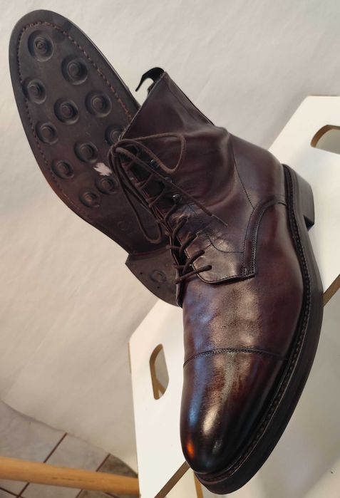 Ghete lace up 44.5 45 de lux Cordwainer lucrate manual piele naturala