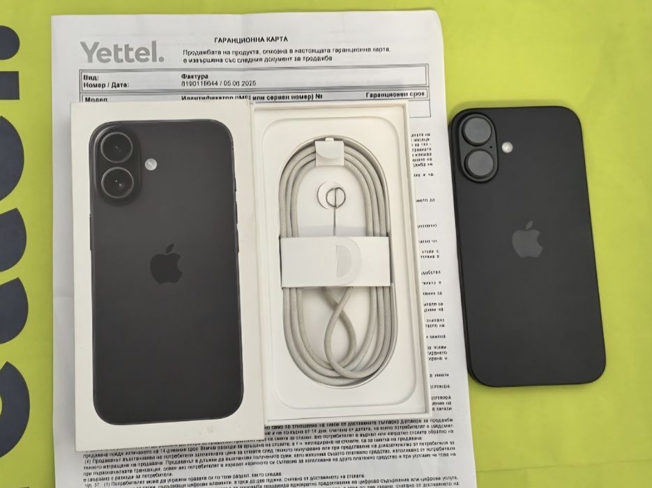 КАТО НОВ 128GB iPhone 16 Гаранция Yettel 2028г. Black / Черен
